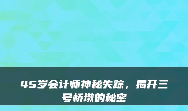45岁会计师神秘失踪，揭开三号桥墩的秘密