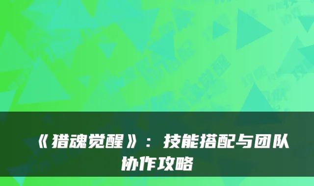 《猎魂觉醒》:技能搭配与团队协作攻略