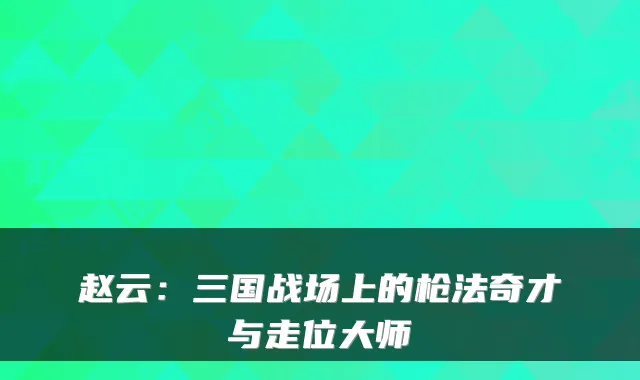 赵云:三国战场上的枪法奇才与走位大师