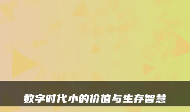 数字时代小的价值与生存智慧