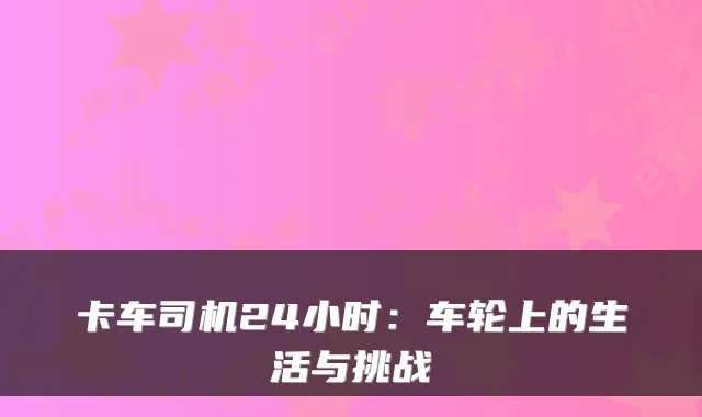 卡车司机24小时：车轮上的生活与挑战
