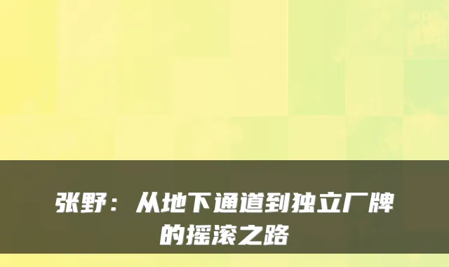 张野：从地下通道到独立厂牌的摇滚之路