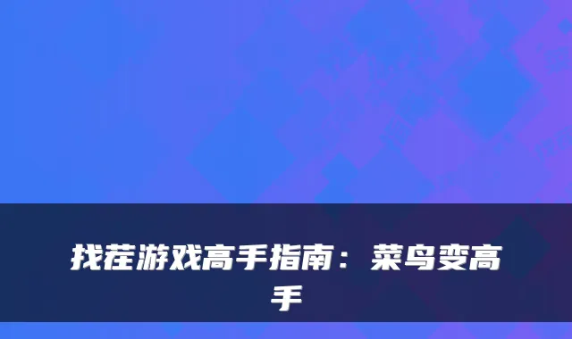 找茬游戏高手指南:菜鸟变高手
