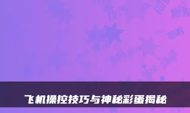 飞机操控技巧与神秘彩蛋揭秘
