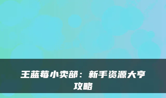 王蓝莓小卖部：新手资源大亨攻略