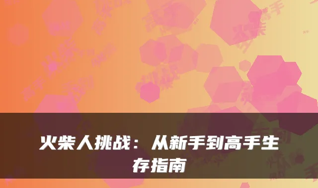 火柴人挑战：从新手到高手生存指南