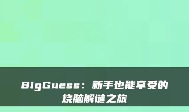 BigGuess：新手也能享受的烧脑解谜之旅