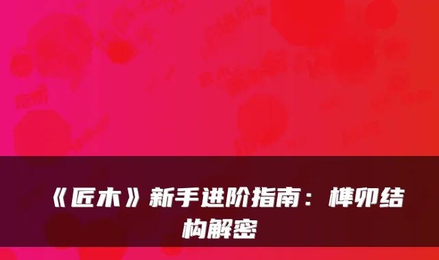 《匠木》新手进阶指南：榫卯结构解密