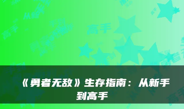 《勇者无敌》生存指南：从新手到高手