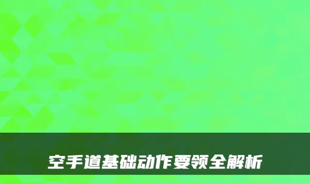 空手道基础动作要领全解析