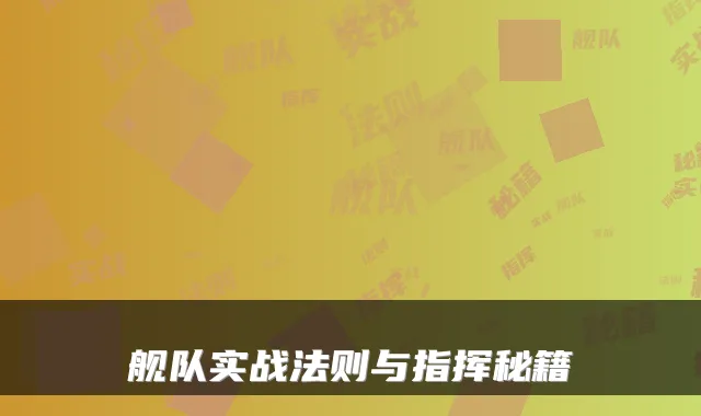 舰队实战法则与指挥秘籍