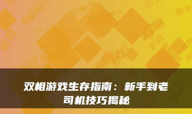 双相游戏生存指南：新手到老司机技巧揭秘