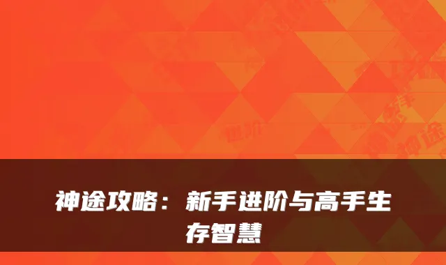 神途攻略：新手进阶与高手生存智慧