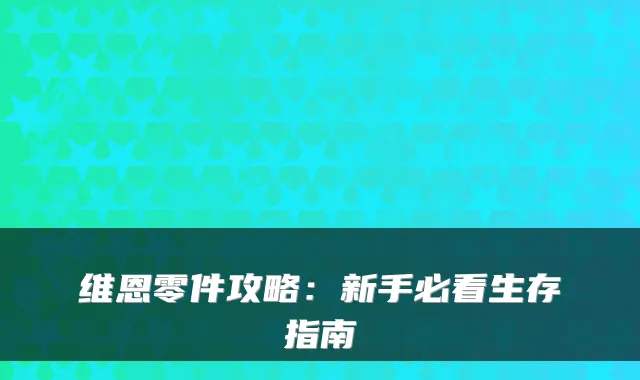 维恩零件攻略：新手必看生存指南