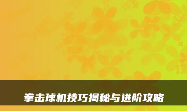 拳击球机技巧揭秘与进阶攻略