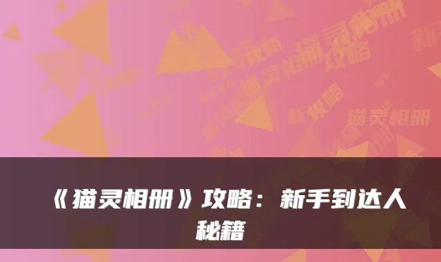 《猫灵相册》攻略：新手到达人秘籍