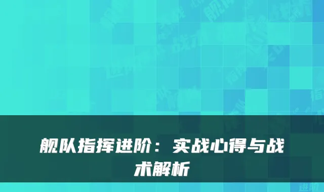 舰队指挥进阶：实战心得与战术解析