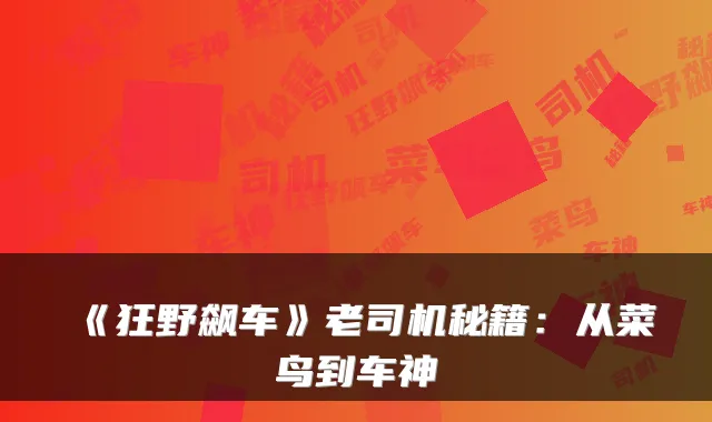 《狂野飙车》老司机秘籍：从菜鸟到车神