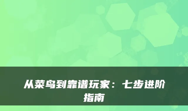 从菜鸟到靠谱玩家：七步进阶指南