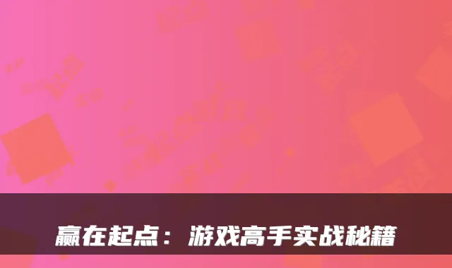 赢在起点：游戏高手实战秘籍