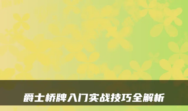 爵士桥牌入门实战技巧全解析