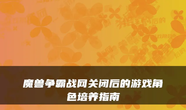 魔兽争霸战网关闭后的游戏角色培养指南
