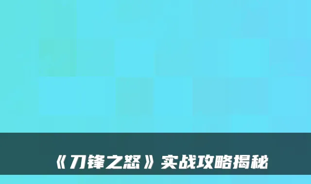 《刀锋之怒》实战攻略揭秘