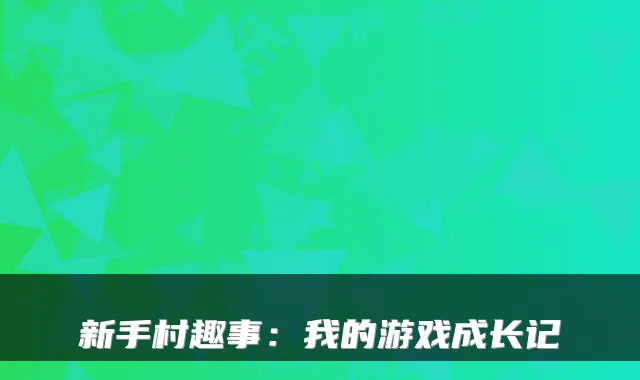 新手村趣事：我的游戏成长记