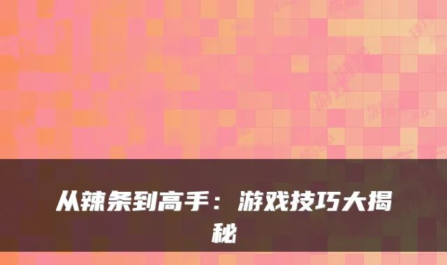 从辣条到高手：游戏技巧大揭秘