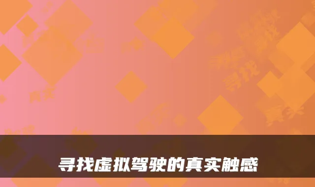 寻找虚拟驾驶的真实触感