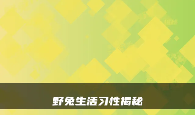 野兔生活习性揭秘