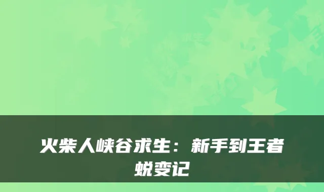 火柴人峡谷求生:新手到王者蜕变记
