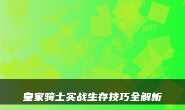 皇家骑士实战生存技巧全解析