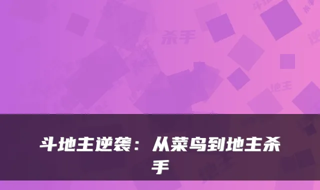 斗地主逆袭：从菜鸟到地主杀手