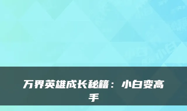 万界英雄成长秘籍：小白变高手