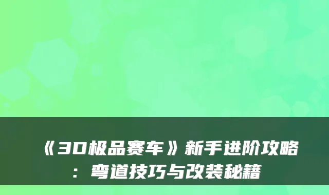 《3D赛车》新手进阶攻略：弯道技巧与改装秘籍