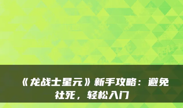 《龙战士星元》新手攻略:避免社死,轻松入门