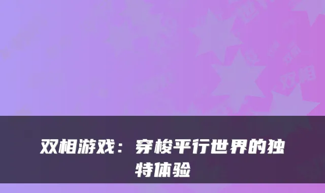 双相游戏：穿梭平行世界的独特体验