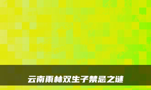 云南雨林双生子禁忌之谜