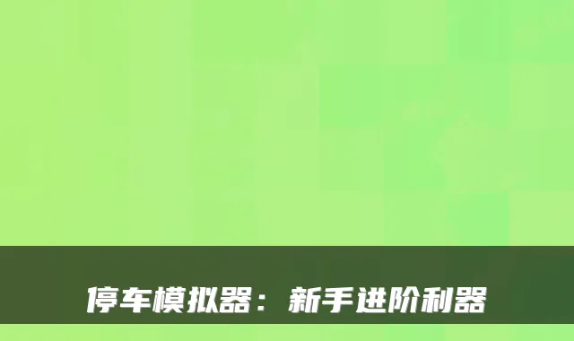 停车模拟器：新手进阶利器