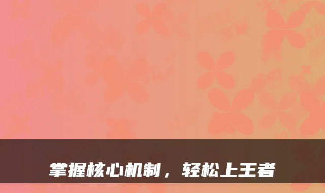 掌握核心机制，轻松上王者
