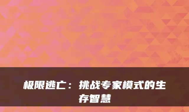 极限逃亡：挑战专家模式的生存智慧