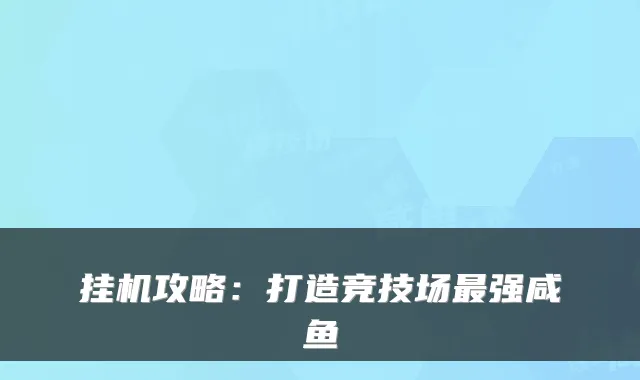 挂机攻略：打造竞技场强咸鱼