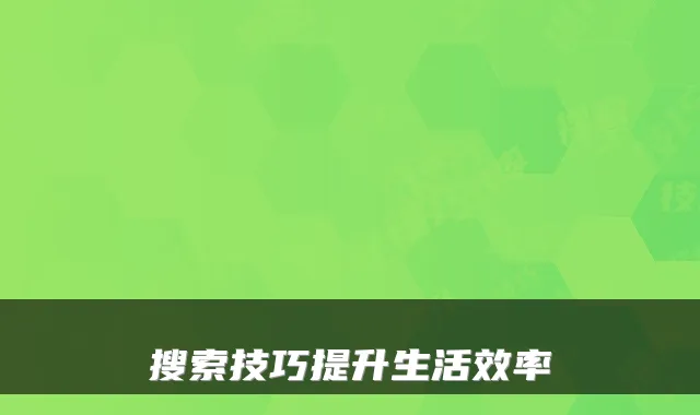 搜索技巧提升生活效率