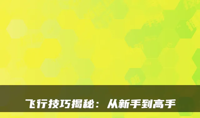 飞行技巧揭秘：从新手到高手