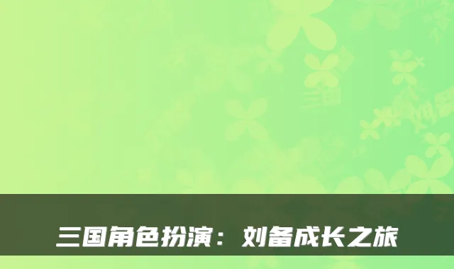 三国角色扮演：刘备成长之旅