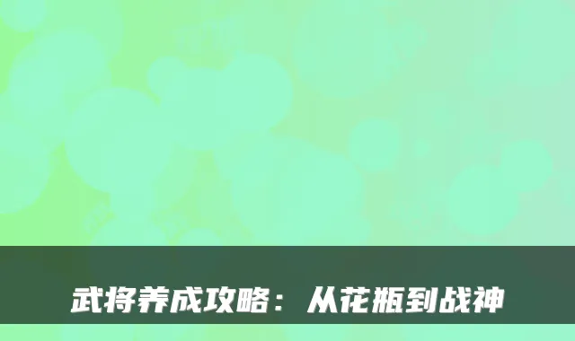 武将养成攻略：从花瓶到战神