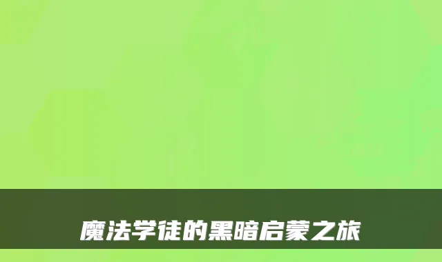 魔法学徒的黑暗启蒙之旅