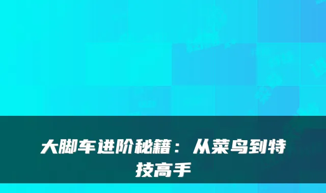 大脚车进阶秘籍：从菜鸟到特技高手
