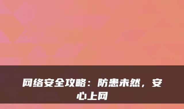 网络安全攻略：防患未然，安心上网